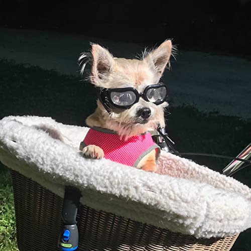 anteojos de sol para perros con protección UV de raza pequeña, para perros pequeños, resistentes al viento, antivaho, para perros pequeños, alrededor de 5 libras, transparentes