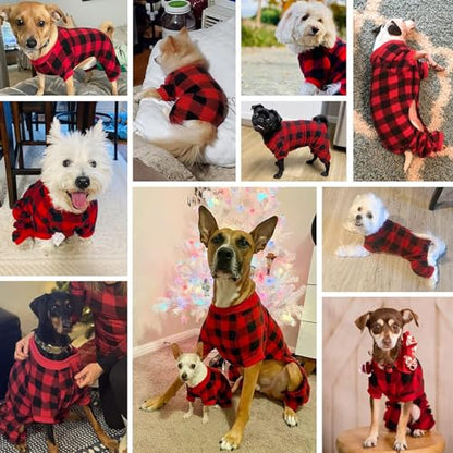SENEREAL Pijamas para mascotas para perros, suéteres de cuadros rojos, ropa suave