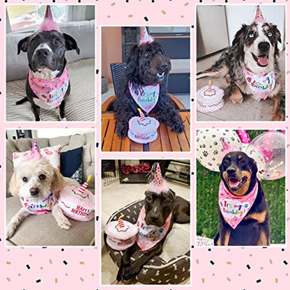 Juego de bandana de cumpleaños para perro, lindo sombrero y juguete chirriante para fiesta de cumpleaños, regalo – Ideal para perros pequeños, medianos y grandes, color rosa