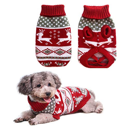Suéteres de Navidad para perro, para invierno, ropa de punto, ropa de Navidad, abrigos clásicos y cálidos, diseño de reno y copo de nieve de Vehomy.