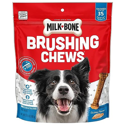 Milk-Bone Brushing Chews Daily Dental Dog Treats, Small-Medium, 27.5 oz Pouch