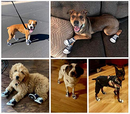 URBEST 4 piezas de zapatos deportivos de lona para perros y cachorros, botas de tenis, zapatos casuales antideslizantes para exteriores (1#, azul)