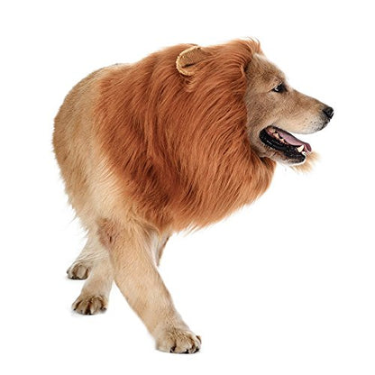 PUBAMALL Disfraz de Melena de león para Perro - novedoso Disfraz de Halloween, Melena de león complementaria para Disfraces de Perro (marrón)