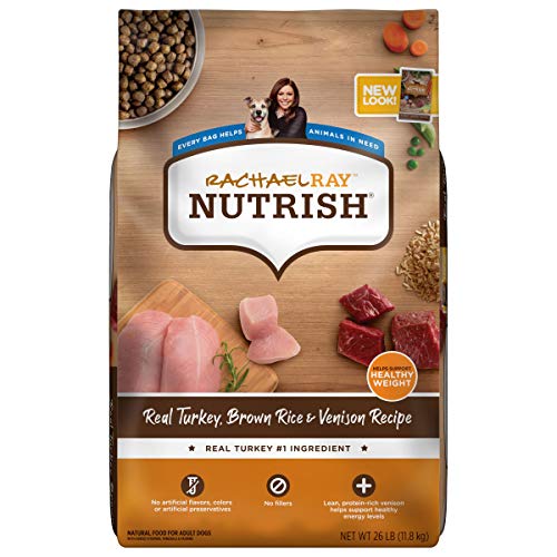 Rachael Ray Nutrish Natural Dry Dog Food, Turkey, Brown Rice & Venison Recipe, 26 lb