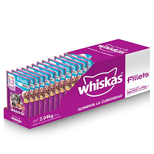 Whiskas Alimento Húmedo para Gatitos, Sabor Atún 85g c/u. Paquete de 24 Unidades