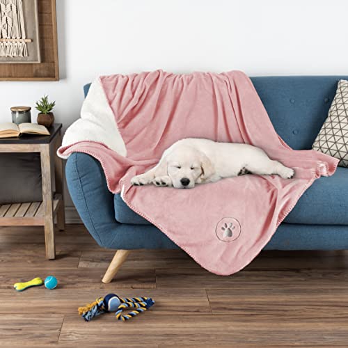Waterproof Pet Blanket-50”x 60” Soft Plush Throw Protects Couch, Chairs, Car, Bed from Spills, Stains, or Pet Fur-Machine Washable by Petmaker (Pink)
