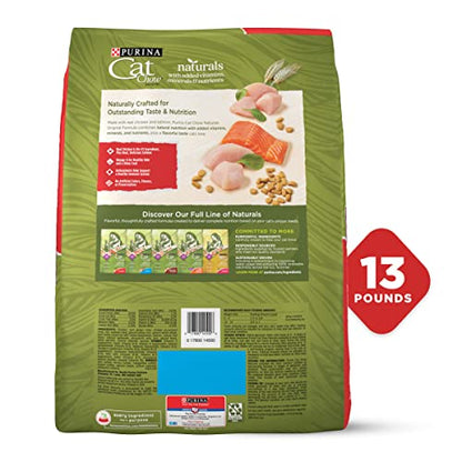 Purina Cat Chow Alimento seco para gatos, Naturals, bolsa de 13 libras, paquete de 1