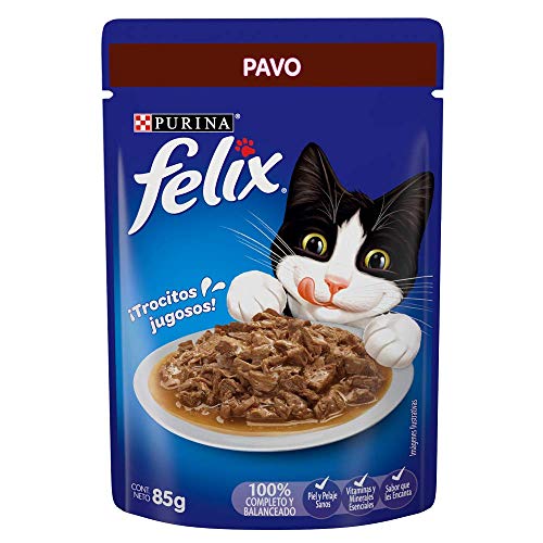 FELIX Alimento Húmedo Sabor Pavo, Paquete con 24 Pzas de 85g