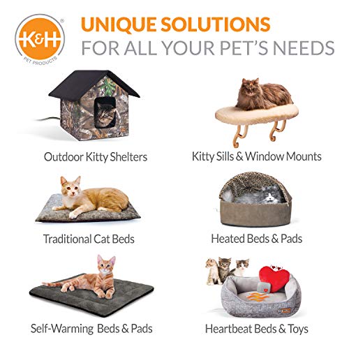 K&H PET PRODUCTS Almohadilla autocalentadora para Mascotas, 21 x 17 Pulgadas, Gris/Negro