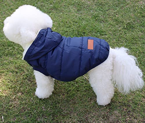 Vecomfy Sudadera con capucha para perros medianos, con forro polar, extra cálida, para invierno, para perros medianos, color azul, talla L