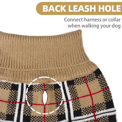 PUPTECK Suéter clásico a cuadros para perro, tela festiva de invierno para cachorros