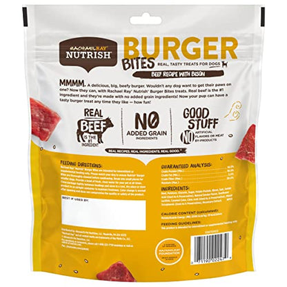 Rachael Ray Nutrish Burger Bites Dog Treats, Beef Burger with Bison Recipe, 12 oz