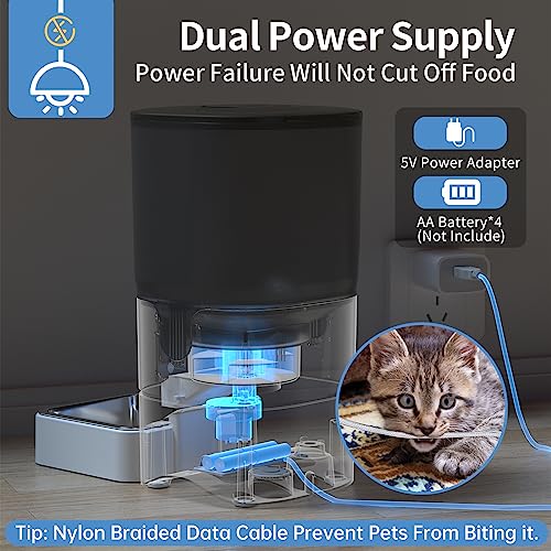 PAPIFEED Comedero automático para gatos con control APP: Dispensador de comida seca con WiFi, desmontable para una fácil limpieza, hasta 30 comidas al día para gato,perro,funciona con Alexa -25 Cup/6L