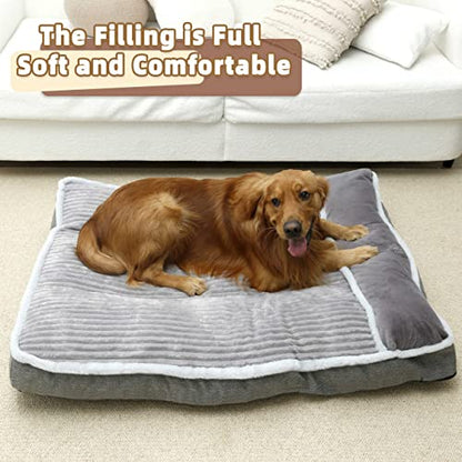 Cama para perros grandes y medianos, alfombrillas para cama para perros con almohada para jaula de perrera, sofá cama para perros con funda extraíble lavable, cama súper suave para mascotas