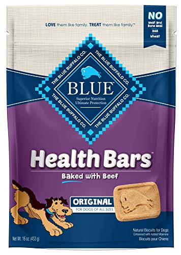 Blue Buffalo Health Bars Natural Crunchy Dog Treats Biscuits, Carne de Vacuno Bolsa de 16 onzas