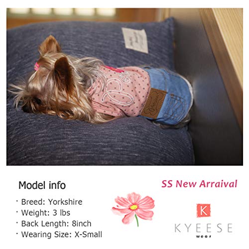 KYEESE - Vestidos para perro con diseño de girasol, camiseta de encaje para perro, sin mangas, estilo vaquero, ropa para perro