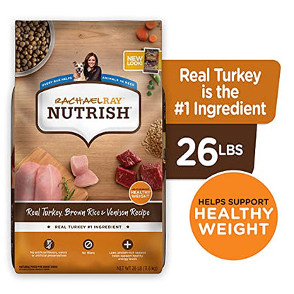 Rachael Ray Nutrish Natural Dry Dog Food, Turkey, Brown Rice & Venison Recipe, 26 lb