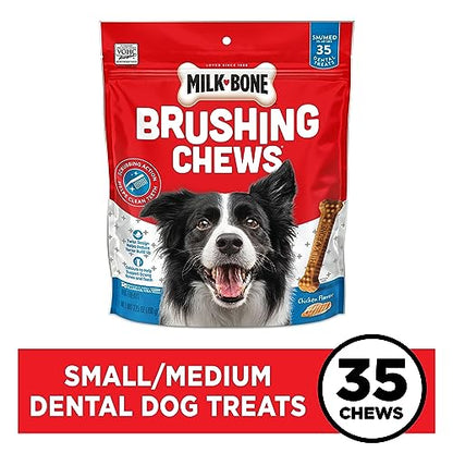 Milk-Bone Brushing Chews Daily Dental Dog Treats, Small-Medium, 27.5 oz Pouch
