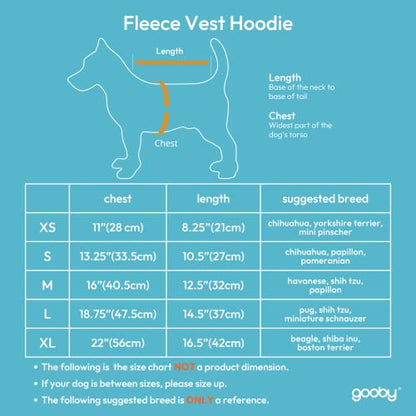 Gooby Every Day Fleece Cold Weather Dog Vest with Hoodie for Small Dogs, Black, Medium