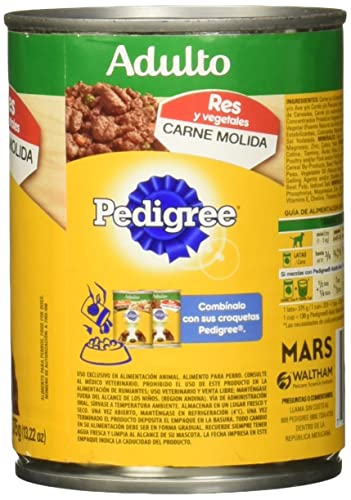 PEDIGREE Alimento para Perros Adultos, Balance Natural, Sabor Res Y Vegetales En Carne Molida 375 Gr, Paquete De 24 Latas
