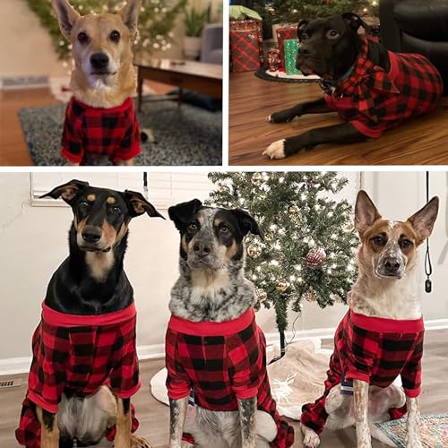 SCENEREAL Pijamas para mascotas para perros, suéteres de cuadros rojos, ropa suave