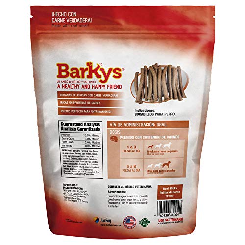 BARKYS - BARKYS 80136100614 Jerky Sticks Palitos de Carne 1 kg 1 Pieza Pequeño