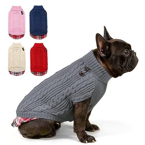 KYEESE Suéteres para perros medianos con agujero para correa, suéter de punto cálido para mascotas, abrigo para otoño e invierno