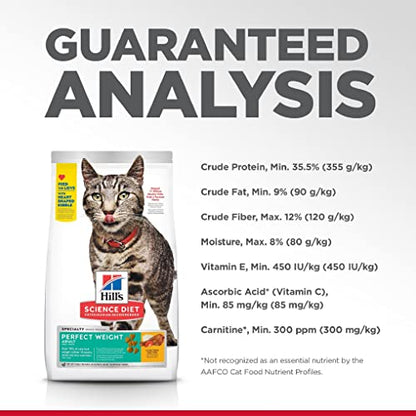 Hill's Science Diet Alimento para gatos Adult Perfect Weight, bolsa de 7 lb/3,18 kg (paquete de 1), mediano
