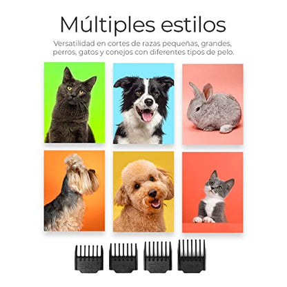 Raganet, Maquina Rasuradora para Mascotas, Cortapelos Recargable con Cable USB, Kit Multifuncional para el Cuidado de Mascotas, Bajo Nivel de Ruido, Bateria de Larga Duracion y 4 Peines limites