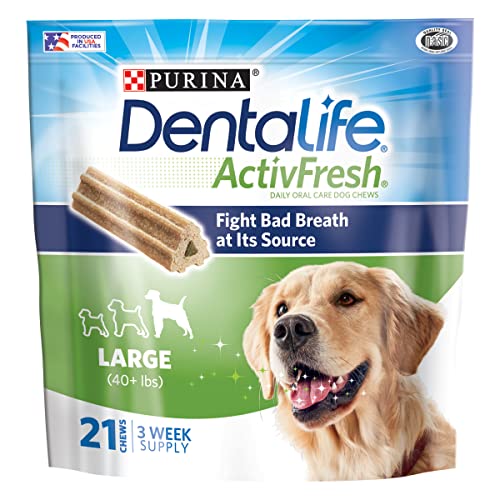 Purina DentaLife Masticables dentales para perros de razas grandes; ActivFresh Daily Oral Care masticables grandes - 21 u. Bolsa