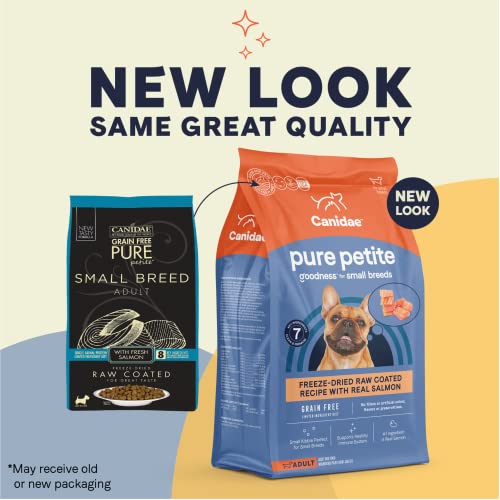 CANIDAE Grain Free PURE Petite Small Breed Dog Dry Raw Coated Formula with Fresh Salmon, 10 lbs