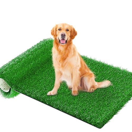 Almohadilla de zacate para perros en interiores y exteriores, suave y realista, para entrenamiento de cachorros, césped artificial lavable con agujero de drenaje y fácil de limpiar (31.5 x 39.4 pulgadas)