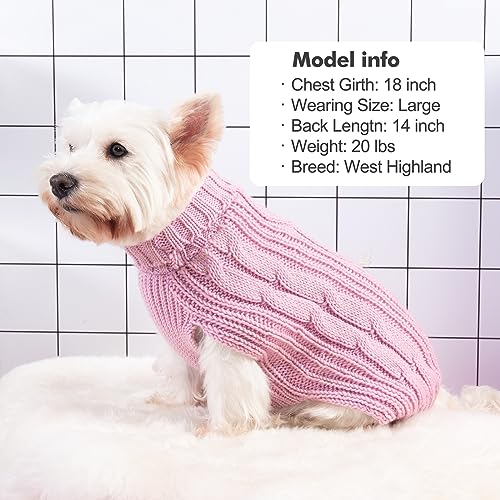 KYEESE Suéteres para perros con hilo dorado y cuello de tortuga para perro, suéter rosa para mascotas para clima frío