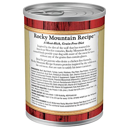Blue Buffalo Wilderness Rocky Mountain Recipes Senior carne roja sin granos 12.5 oz, paquete de 12