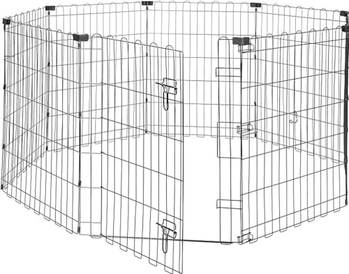 Amazon Basics - Corral plegable de metal para ejercicio de mascotas para perros, puerta individual, 60 x 60 x 30 pulgadas, color negro
