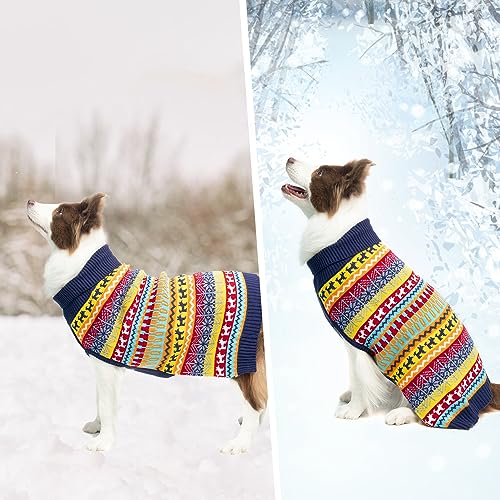 Mihachi - Sudadera para perro, para invierno, ropa con rayas coloridas para clima frío, L