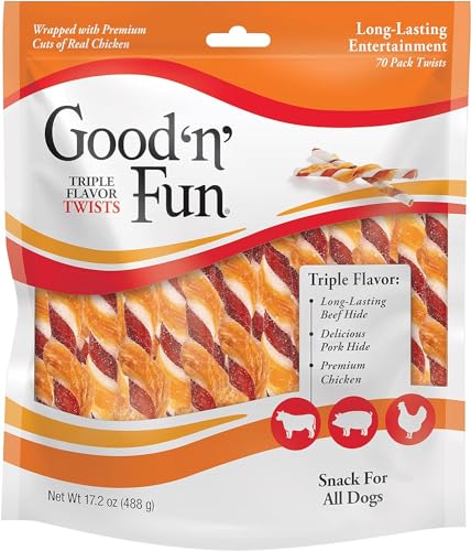 Good'n'Fun P-94188 Triple Flavor Twists Dog Chews, One Size