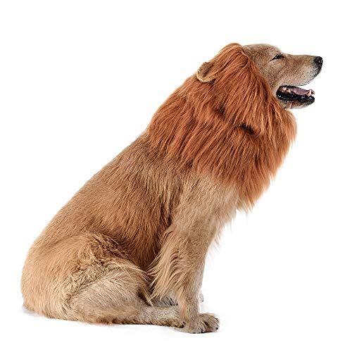 PUBAMALL Disfraz de Melena de león para Perro - novedoso Disfraz de Halloween, Melena de león complementaria para Disfraces de Perro (marrón)