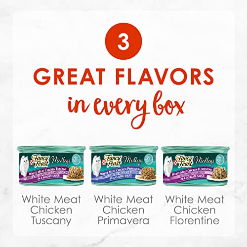 Purina Fancy Feast Receta de pollo y carne blanca Colección variada Comida para gatos - (12) 3 oz. latas