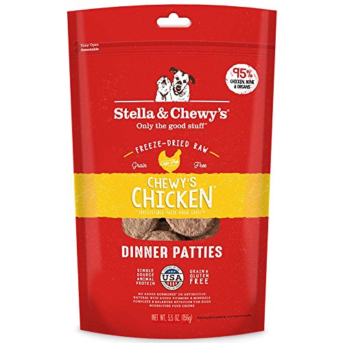 Stella &amp; Chewy's Hamburguesas crudas liofilizadas – Alimento para Perros sin Granos, Receta de Pollo masticable Rica en proteínas, 5.5 onzas