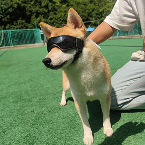PETLESO Lentes para Perro, fáciles de llevar, con protección UV Ajustable, para Perros pequeños a medianos, Color Negro