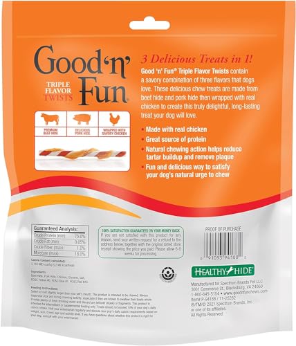 Good'n'Fun P-94188 Triple Flavor Twists Dog Chews, One Size