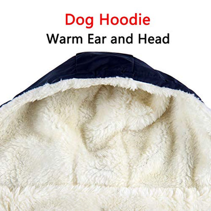 Vecomfy Sudadera con capucha para perros medianos, con forro polar, extra cálida, para invierno, para perros medianos, color azul, talla L