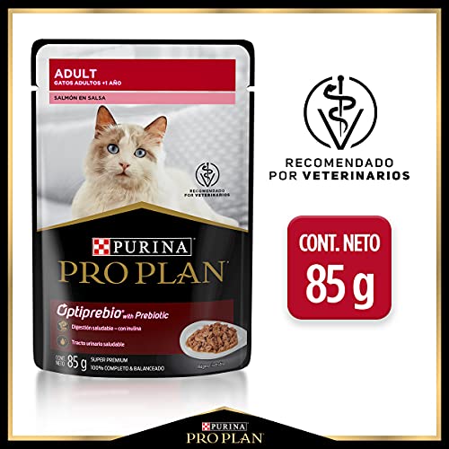 Purina Pro Plan Pouches Pouch Gato Adulto Salmón 85g, Caja con 24 piezas