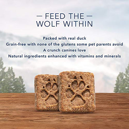 Blue Buffalo Wilderness Trail Treats, galletas crujientes para perros con alto contenido de proteínas, sin cereales, receta de pato, bolsa de 10 oz