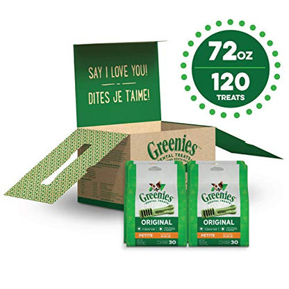 Greenies 72 oz 120 Treats Original Petite Dog Dental Chews, 4.5 lb
