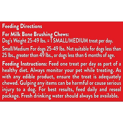 Milk-Bone Brushing Chews golosinas dentales diarias para perros, pequeño-mediano, bolsa de 27.5 oz
