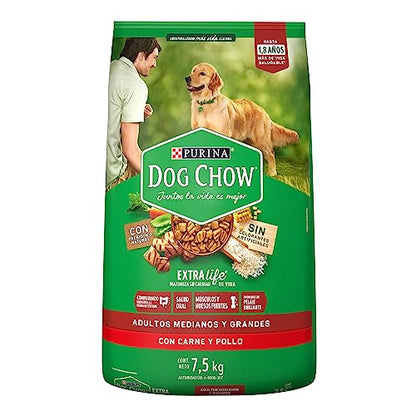 Purina Dog Chow Comida para Perros Adultos Medianos y Grandes con Extralife 7.5kg