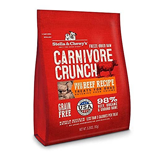 Stella & Chewy's Freeze-Dried Raw Carnivore Crunch Grass-Fed Beef Recipe Dog Treats, 3.25 oz. Bag