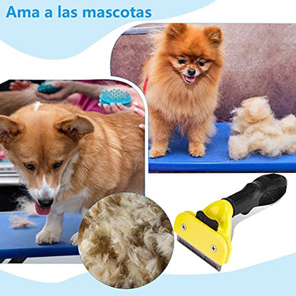TECHVIDA Shedding Tool, Herramienta de Shedding Cepillo para Mascotas Perros & Gato Peine de Limpieza Cortador de Nudo Rastrillo Professional